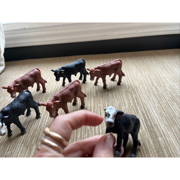 Little Busters Toys Set Of 6 Cows Lot Nice Condition Red, Green, Yellow Tags - Picture 5 of 5